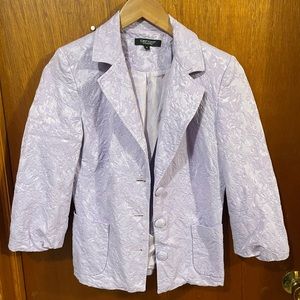Lilac brocade floral blazer with pockets